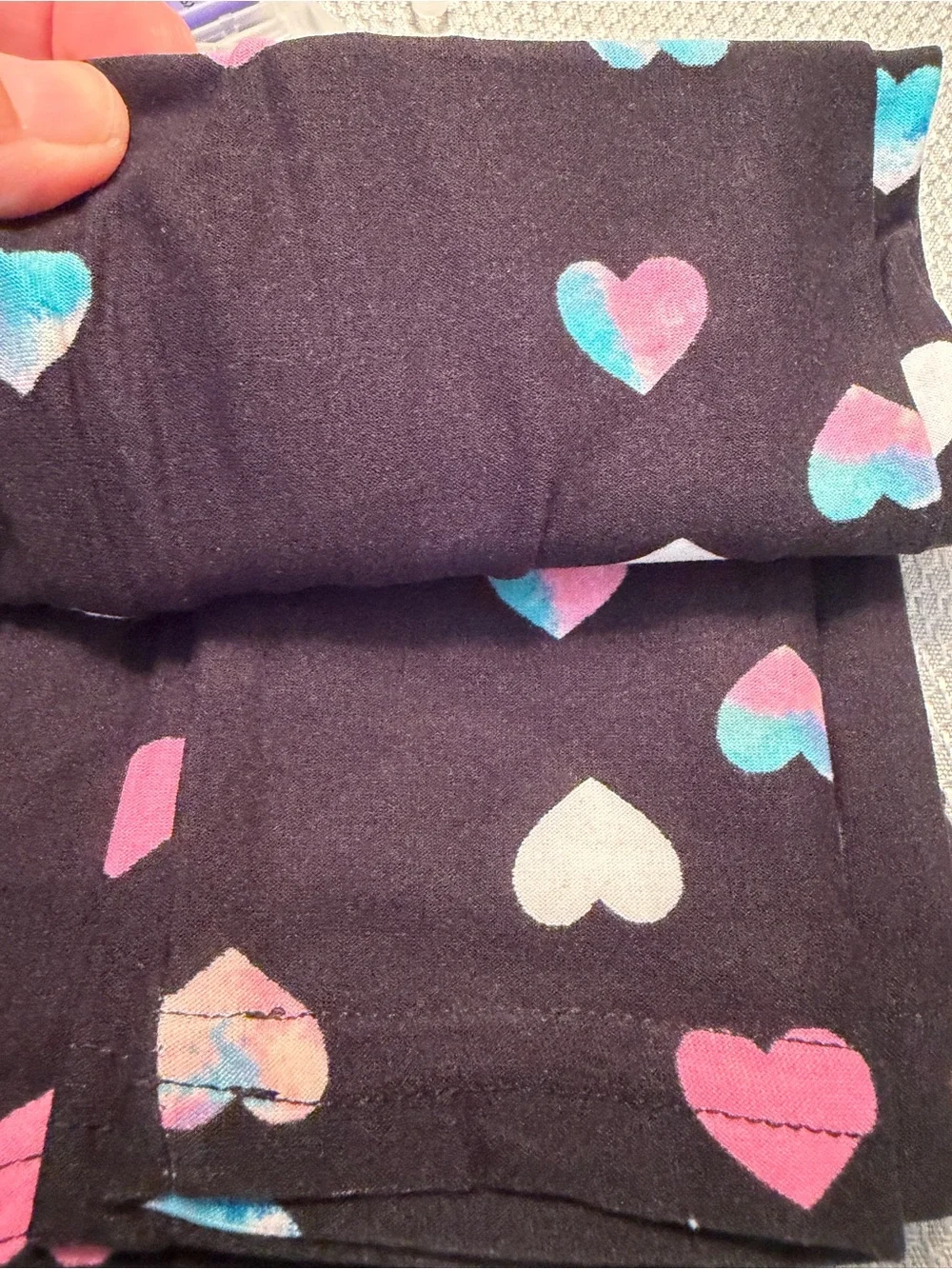 Bobbie Brooks Girls' Black Heart Print & Purple Watercolor Leggings Set